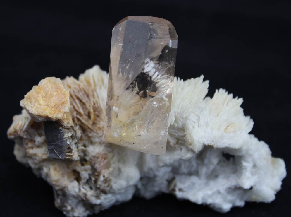 Topaz Crystal on Albite and Muscovite Specimen - Celestial Earth Minerals